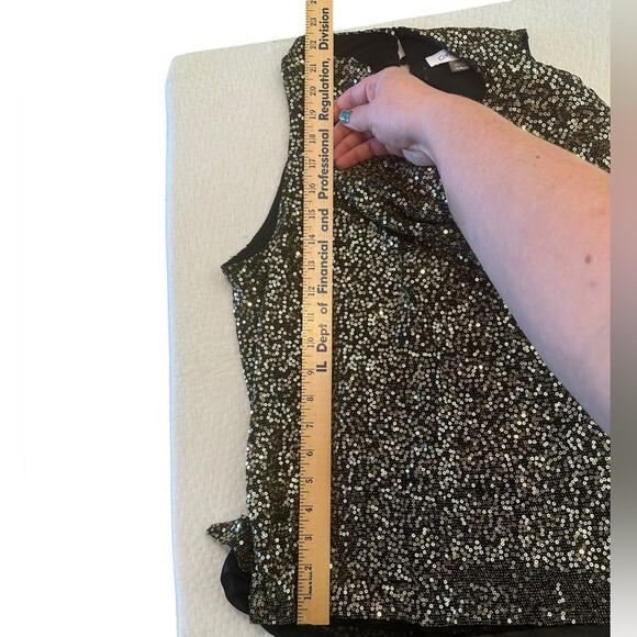 Calvin Klein Gold Sparkle Draped tank top petite large holiday new year - Picture 6 of 8